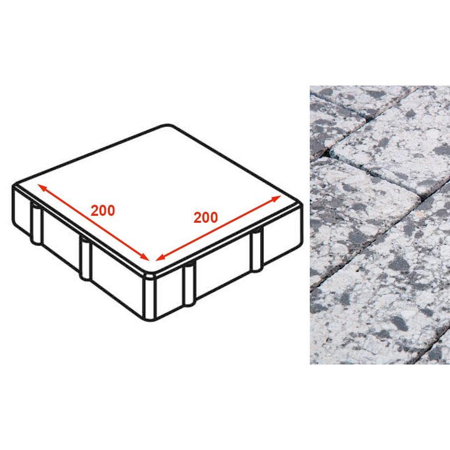 Плита тротуарная готика granite finerro, квадрат, диорит 200х200х80 12