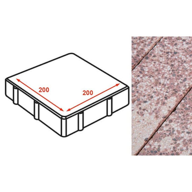 Плита тротуарная готика granite finerro, квадрат, сансет 200х200х80 1