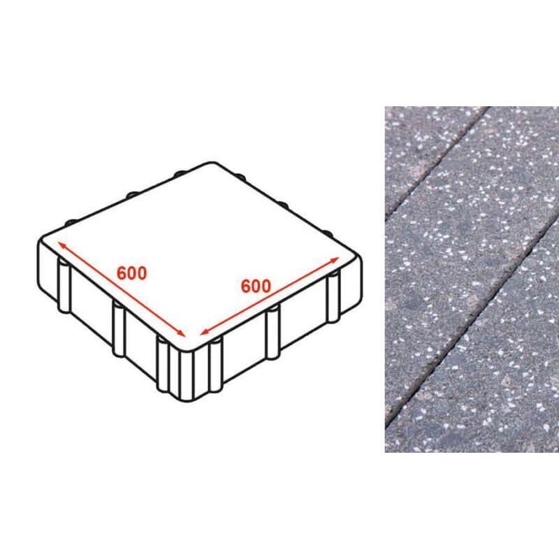 Плита тротуарная готика granite finerro, ильменит 600х600х80 1